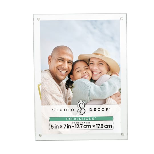 Studio Decor; 6 Pack: Expressions™ Clear Acrylic Float Frame with Gold Metal Easel by Studio Décor®; Category:Single Opening; Image:1